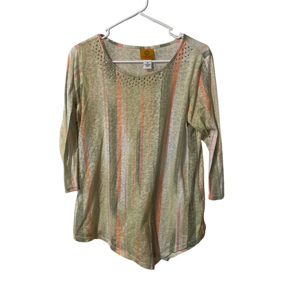 Ruby Rd. Size Medium Womens Beige Multicolored Blouse #Q-5-508-10 - Picture 1 of 7